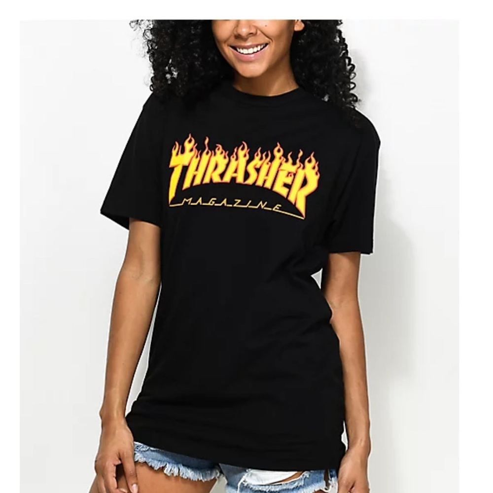 Thrasher Flame Logo Black T-Shirt